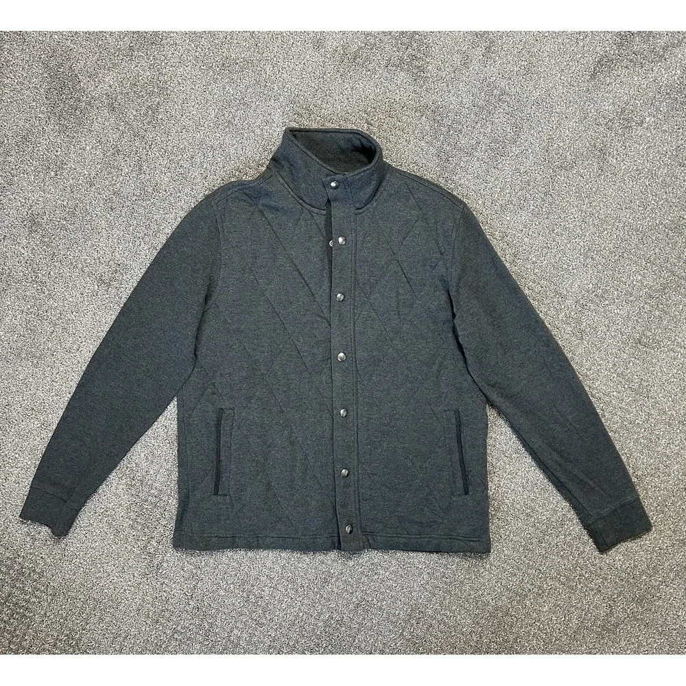 Banana Republic Quilted‎ Full-Zip Sweatshirt Jacket -Men's LARGE-Charcoal Grey